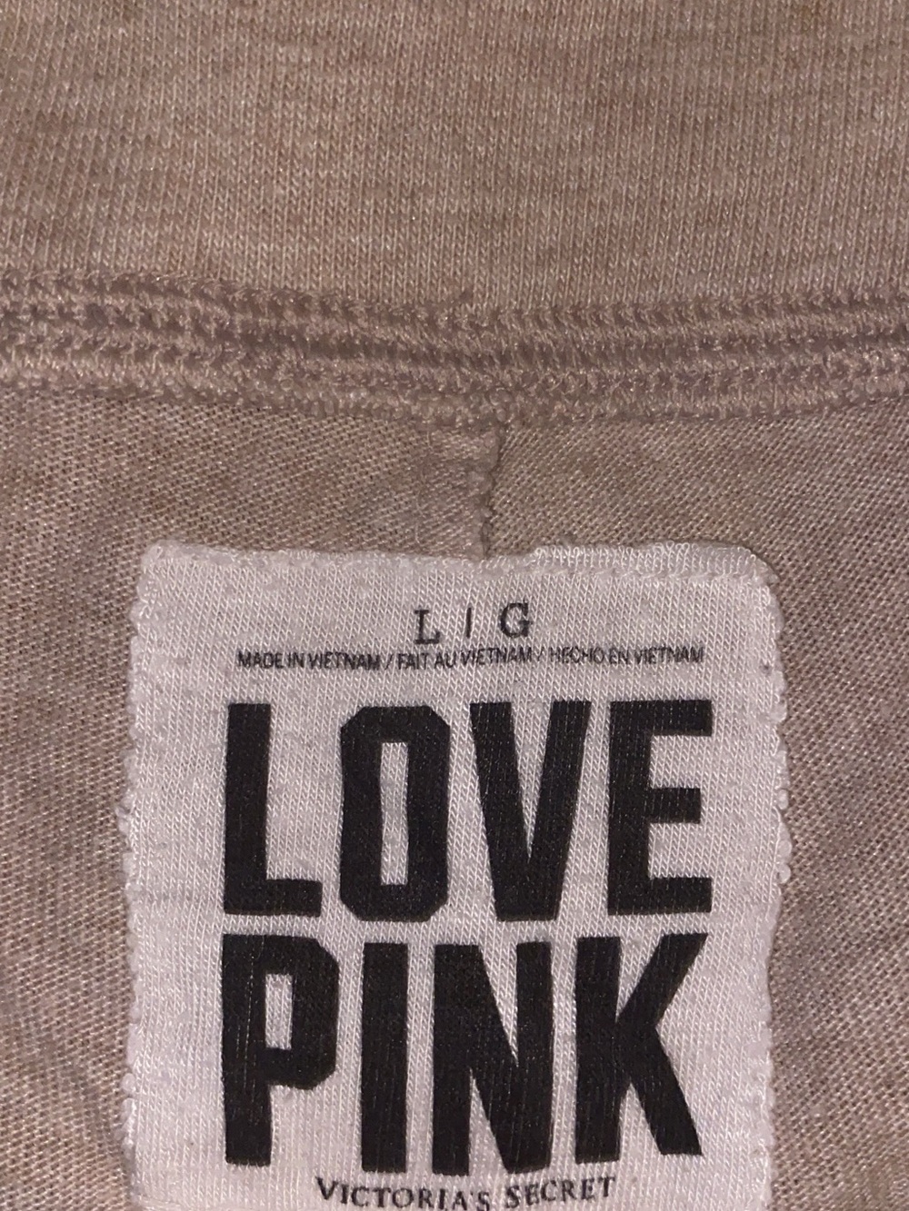 PINK Victoria's Secret Light Gray Lounge Pajama Bottoms with Black Logo - Picture 3 of 3